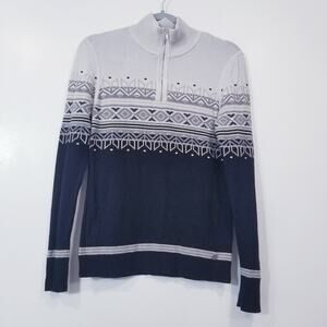 NILS Studded Nordic Prints Mock Neck Ski Sweater